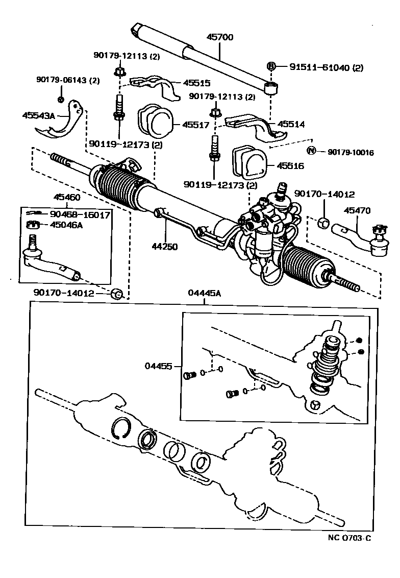 Front steering gear & link for Lexus LS400 XF10, 1 generation 05.1989 ...